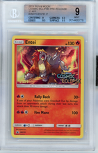 Load image into Gallery viewer, 2019 POKEMON SUN &amp; MOON COSMIC ECLIPSE PRE-RELEASE STAFF ENTEI P BGS 9
