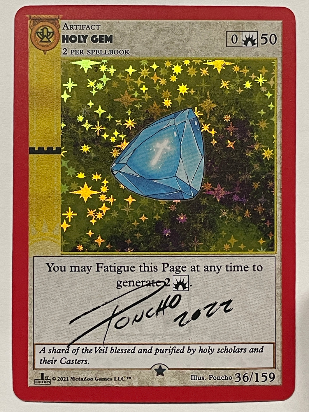 HOLY GEM (PONCHO SIGNED) (HOLO) METAZOO CRYPTID NATION FIRST EDITION CNFE #36
